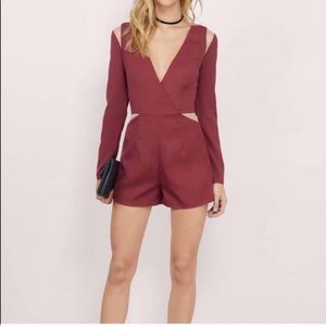 NWT Tobi Wine colored romper with mesh cut outs